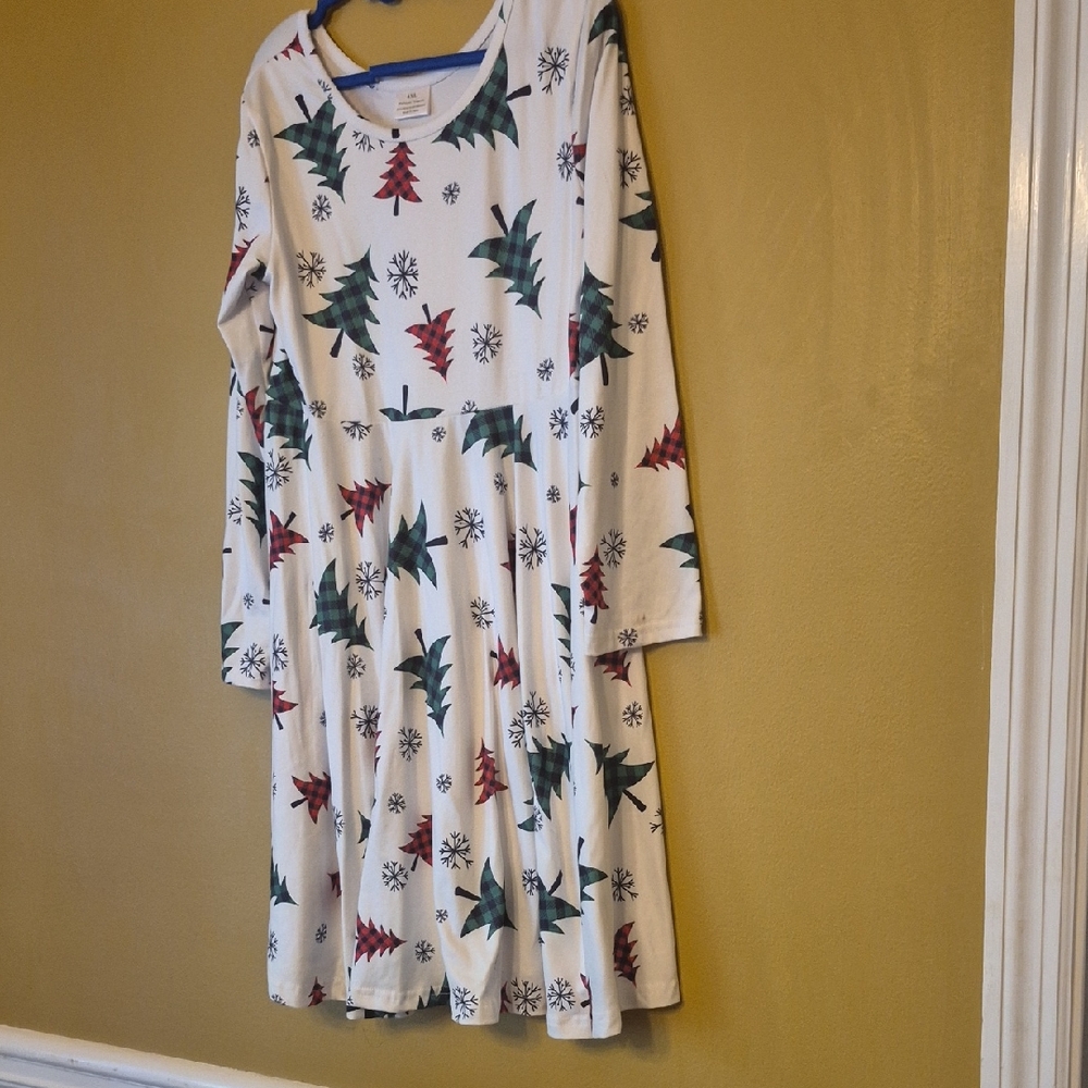 Festive Tree Print Kids Dress